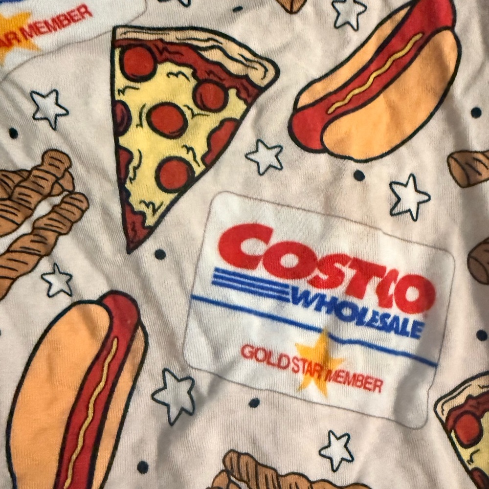 Costco Kids' White Food Print Pajama Set with Red Waistband - Picture 2 of 3